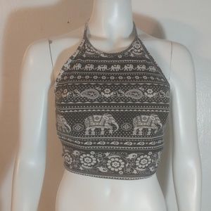 Black / White Elephant Halter Top